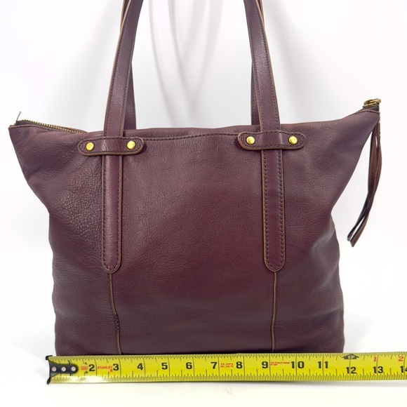 Fossil Felicity Satchel Tote Bordeaux Leather Bag Purse Double Shoulder Strap - Picture 15 of 16